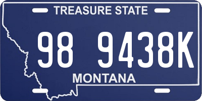 MT license plate 989438K