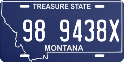 MT license plate 989438X