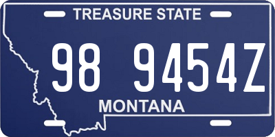 MT license plate 989454Z