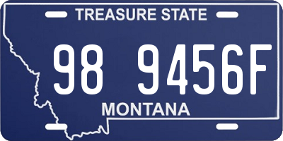 MT license plate 989456F