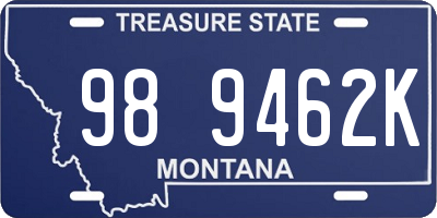 MT license plate 989462K