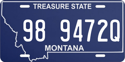 MT license plate 989472Q