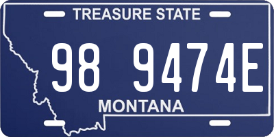 MT license plate 989474E