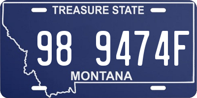 MT license plate 989474F