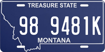 MT license plate 989481K