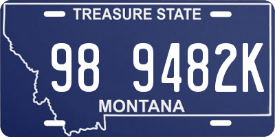 MT license plate 989482K