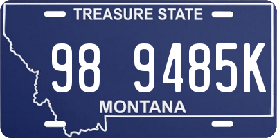 MT license plate 989485K
