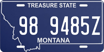 MT license plate 989485Z