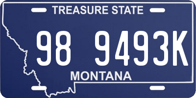 MT license plate 989493K