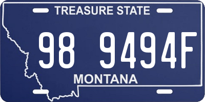 MT license plate 989494F
