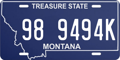MT license plate 989494K