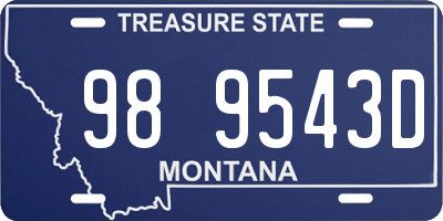 MT license plate 989543D