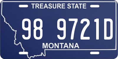 MT license plate 989721D