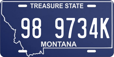 MT license plate 989734K