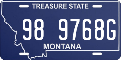 MT license plate 989768G