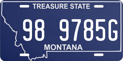 MT license plate 989785G