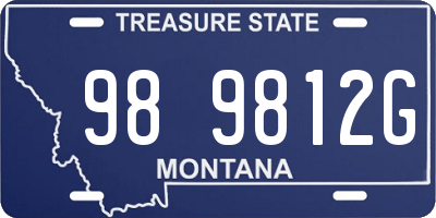 MT license plate 989812G