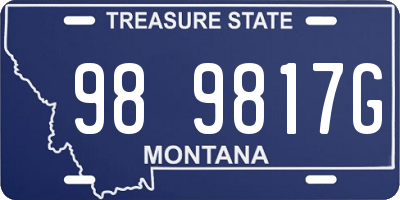 MT license plate 989817G