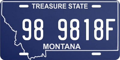 MT license plate 989818F