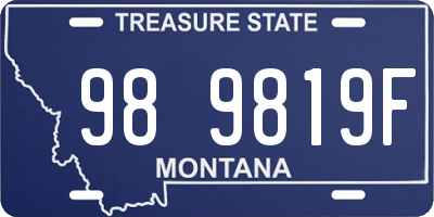 MT license plate 989819F