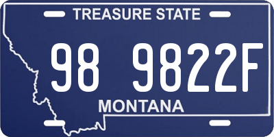 MT license plate 989822F