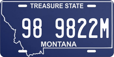 MT license plate 989822M