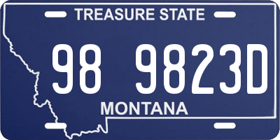 MT license plate 989823D
