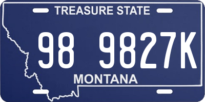 MT license plate 989827K