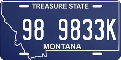 MT license plate 989833K