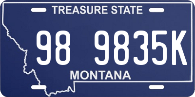 MT license plate 989835K
