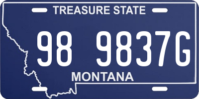 MT license plate 989837G