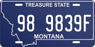 MT license plate 989839F