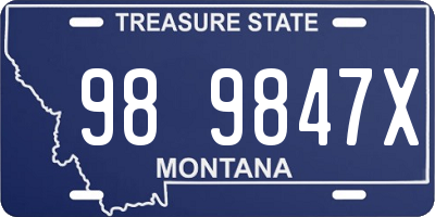 MT license plate 989847X