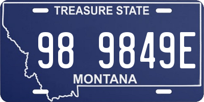 MT license plate 989849E