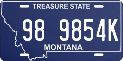MT license plate 989854K