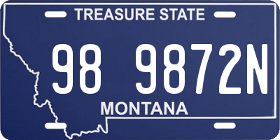 MT license plate 989872N