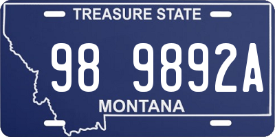MT license plate 989892A