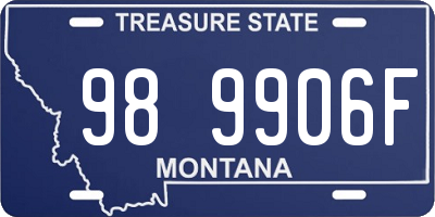MT license plate 989906F