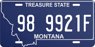 MT license plate 989921F