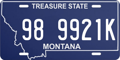 MT license plate 989921K