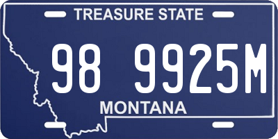 MT license plate 989925M
