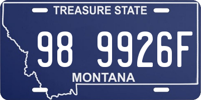 MT license plate 989926F