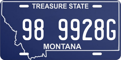 MT license plate 989928G