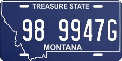 MT license plate 989947G