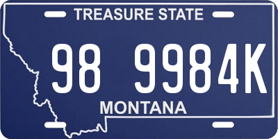 MT license plate 989984K