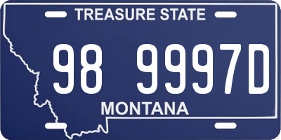 MT license plate 989997D