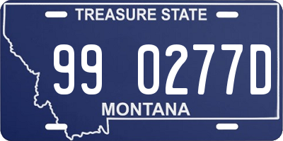 MT license plate 990277D