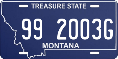 MT license plate 992003G