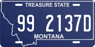 MT license plate 992137D
