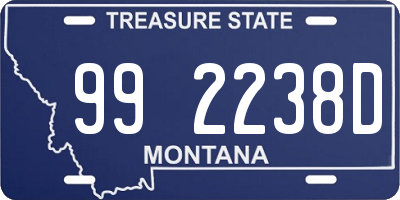 MT license plate 992238D